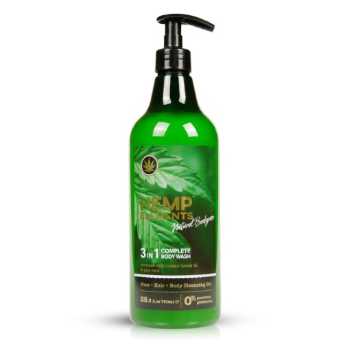 Hemp Elements Body Wash 3in1 - Żel pod prysznic 3 w 1 z olejem konopnym 750 ml
